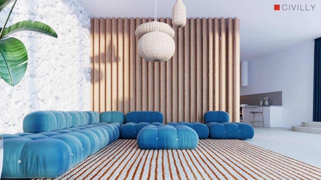 Дизайн интерьера пентхауса 200 м&sup2; в отеле Lawn Palace в стиле санторини